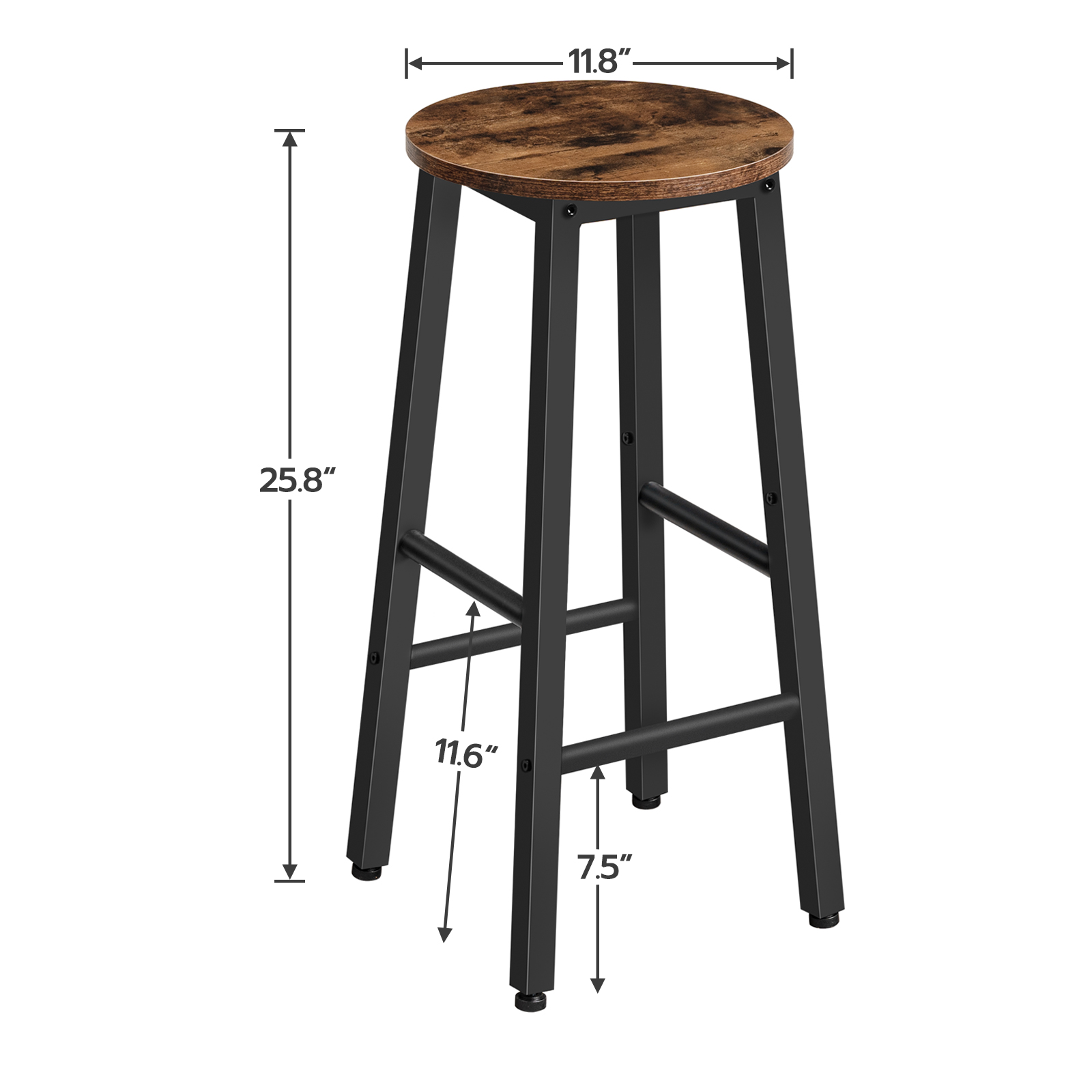 HOOBRO Bar Stools, Barstools Set of 2,Counter Height Barstools, 24.8" Bar Stools for Kitchen Island, Industrial Bar Chairs, for Dining Room, Kitchen, Bar, Rustic Brown and Black BF07BY01G1