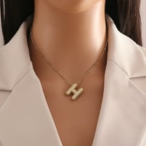 UIX A Z Bubble Letter Necklace Gold Balloon Initial Necklaces Rhinestone Letter Pendant Necklaces for Women Trendy