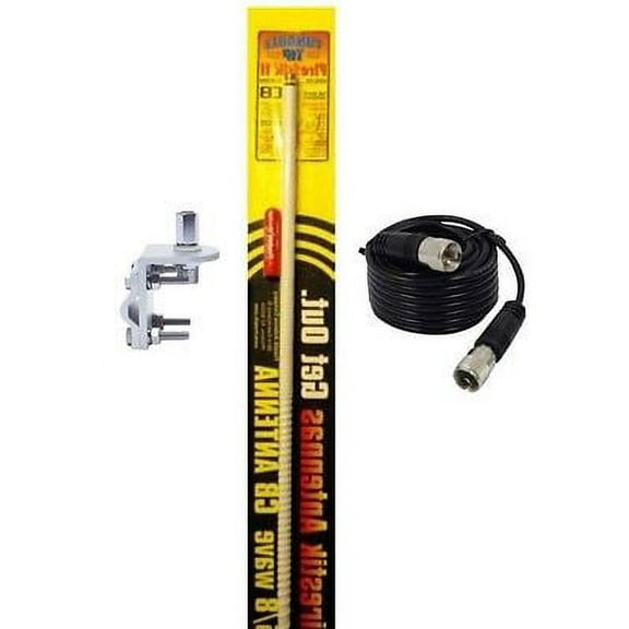 NEW FIRESTIK 2 FS4 W 4FT WHITE CB ANTENNA, 18FT COAX, MIRROR MOUNT