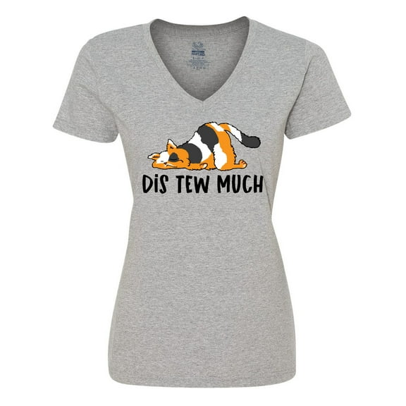 Inktastic Napping Dis Tew Much Longhair Calico Cat Women's V-Neck T-Shirt