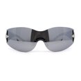 thumbnail image 2 of Rimless Wrap Around Shield Star Shimmer Sparkle Jewel Diva Sunglasses Grey - Silver Mirror, 2 of 4