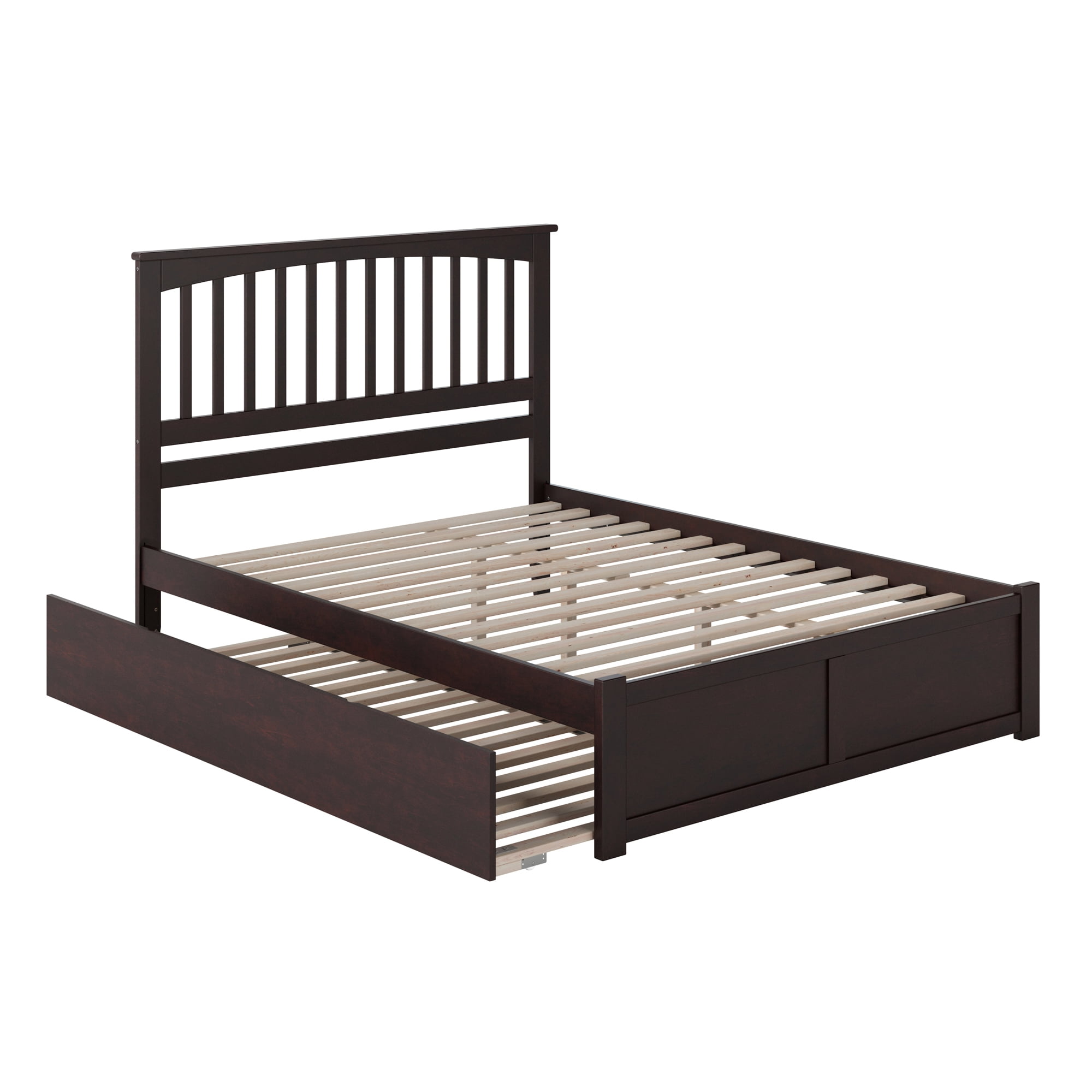 AFI Mission King Wood Platform Bed with Footboard and Twin XL Trundle, Espresso