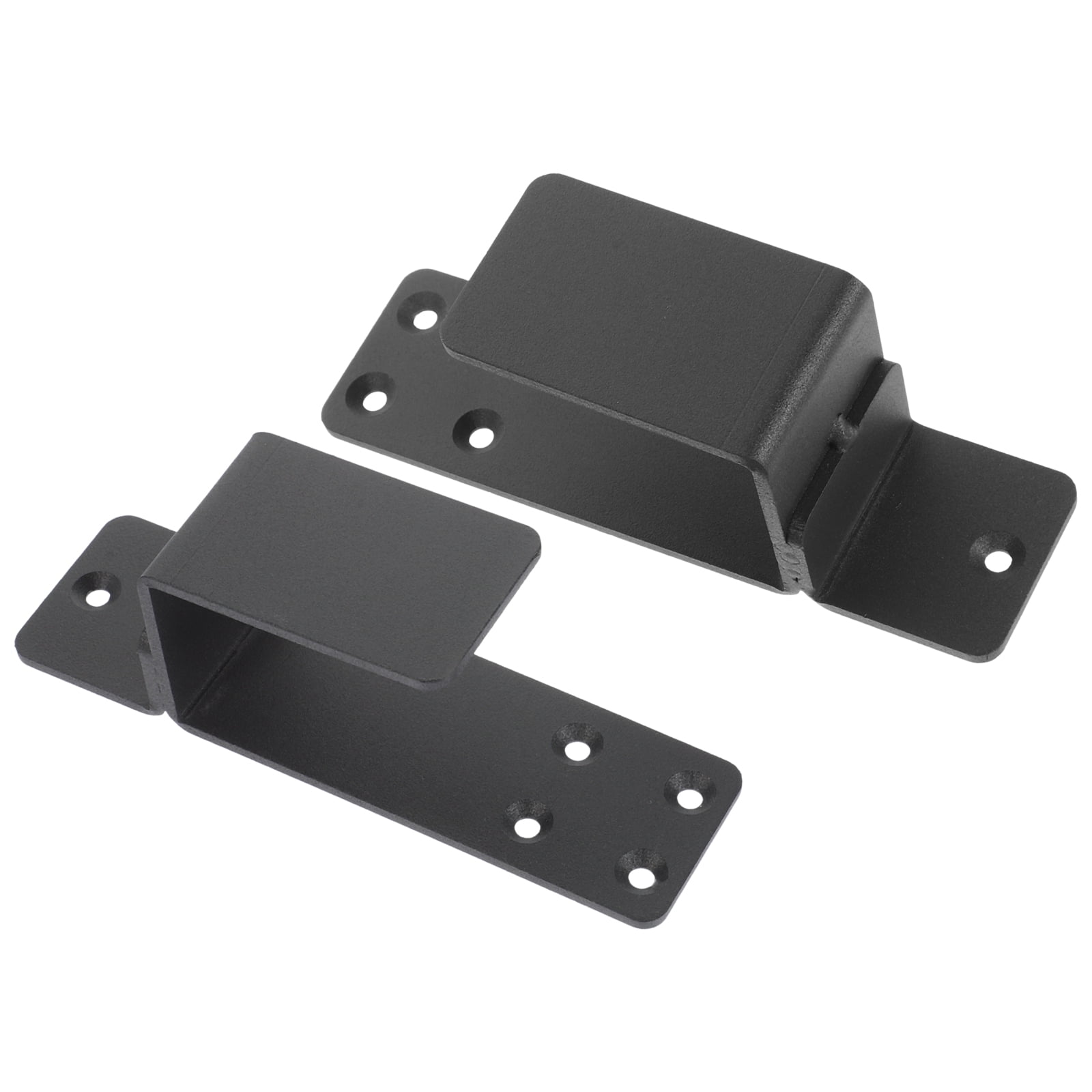 KALLORY 2-Pack Black Barn Door Hardware U Brackets Heavy Duty Door Barricade Bar Holders for Enhanced Home Security