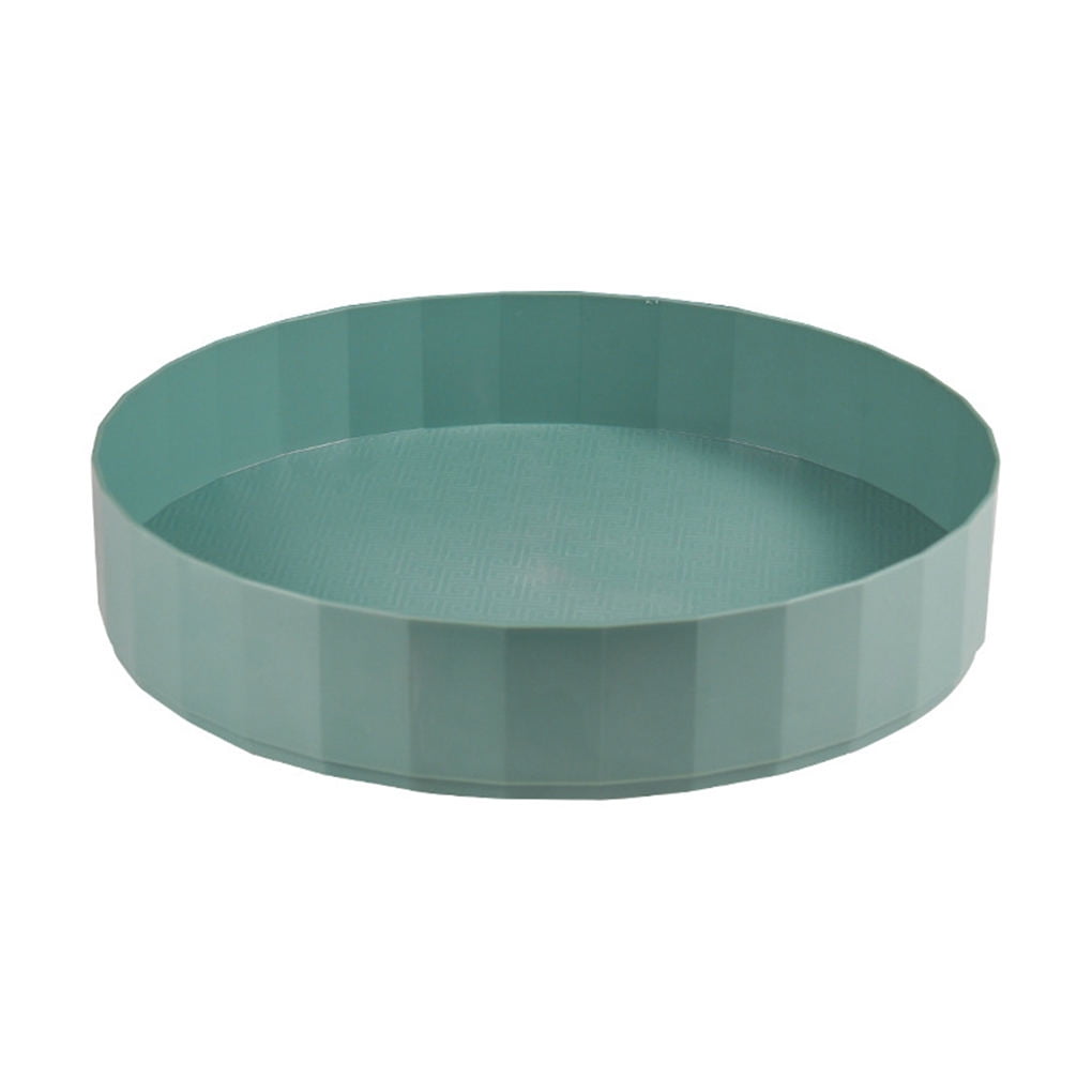 Condiment Tray Rotating Storage Box Plastic Round Spice Bottles Organizer Desktop Rack, Green