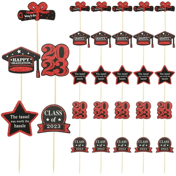 PBPBOX Graduation Party Decoration Synthetic Material Cupcake Picks for Cake Dessert Fruit Assorted Color
