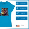 thumbnail image 4 of Tee Hunt Dean Russo Colorful Siberian Tiger T-Shirt Wild Big Cat Women's T-Shirt Tee, Light Blue, X-Large, 4 of 5