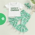 thumbnail image 2 of FhsagQ Girls Outfits Size 7/8 Girls Gradient Printed Suit Summer Short Sleeve T Shirt Striped Gradient Flare Pants Suit 2 Piece Set Girls Fall Outfits Size 6/7 Girls Outfits Size 7/8 Green 2-3 Years, 2 of 6