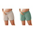 thumbnail image 1 of 2 Pack(Khaki 1PCS & Vert Menthe 1PCS) Robe Courte pour Femmes Multipack Shorts de Course à Double Couche pour Femmes Plis de Maternité, 1 of 5