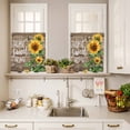 thumbnail image 3 of 3 Piece Kitchen Curtains and Valances Set Sunflower Brown Cafe Curtains 36 Inch Length Farmhouse Bee Country Wooden Grain Valance & Tier Curtain for Living Room Bedroom Small Window 54"x18"+27"x36"*2, 3 of 6