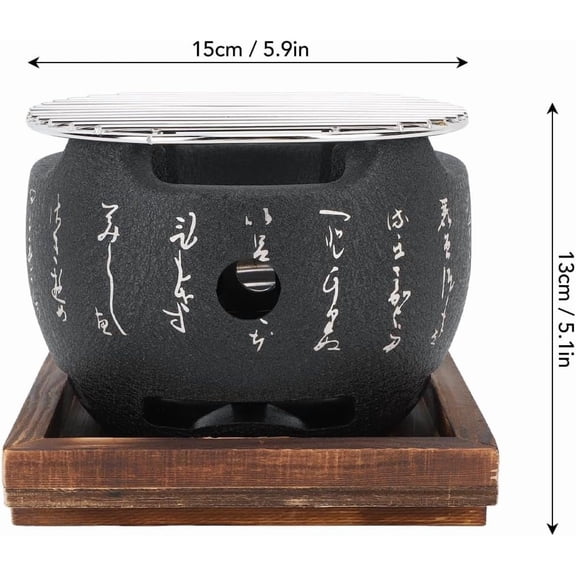 Japanese Grill with Portable Round Design, BBQ Grill Food Charcoal Stove for Household Barbecue Tool - 2 Size Available (S)