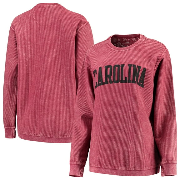 Women's Pressbox Garnet South Carolina Gamecocks Comfy Cord Vintage Wash Basic Arch Pullover Sweatshirt