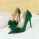 thumbnail image 5 of Zapatos de tacón alto clásicos para mujer, de moda, dulces, súper sexys, de boca baja, con punta lateral hueca, con lazo, para novia, 5 of 5