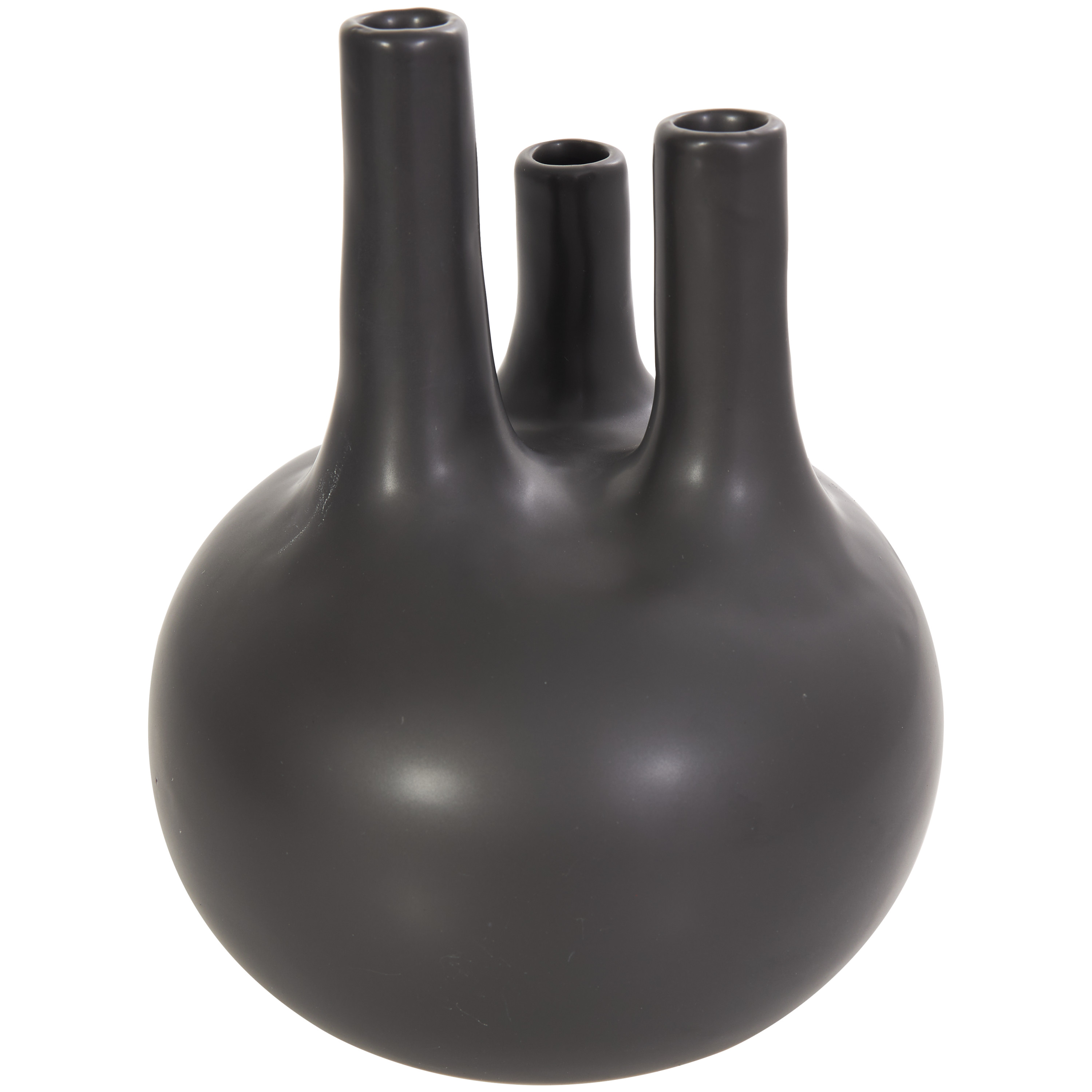 CosmoLiving by Cosmopolitan 6"W, 7"H Round Bud Black Ceramic Vase with Multiple Openings, Set of 3