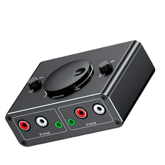 Bidirectional 3.5mm Switcher Box for Auditory Switching 2 In 1 Out with Sound Control Not Need External Power
