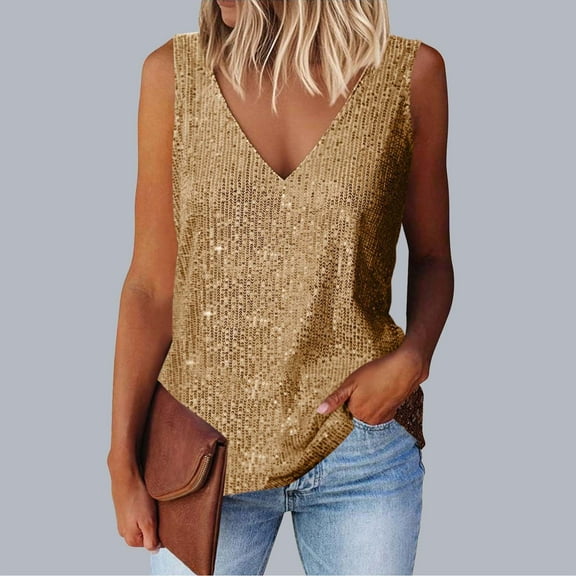 FDGIU Women's 2025 Summer V Neck Tank Tops - Sleeveless Flowy Blouse with Curved Hem