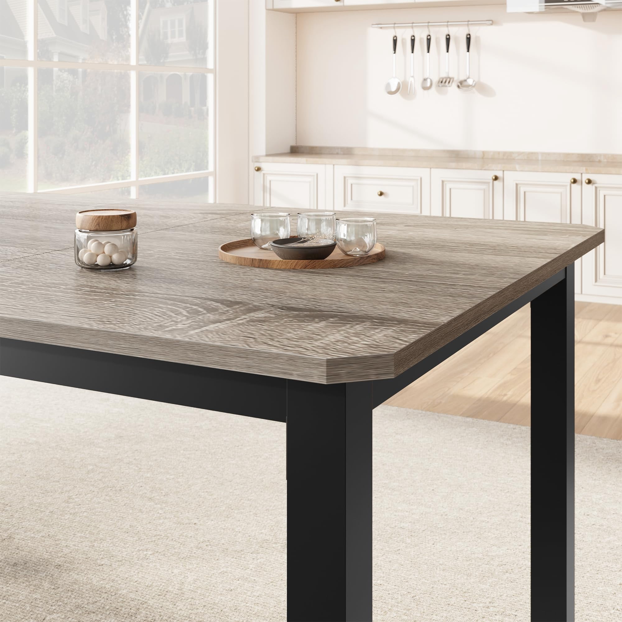 KOKEBREN 78.7 Inch Long Kitchen Table for 6-8, Dining Room Table for Kitchen Living Room, Large Rectangular Dinner Tables, Industrial Indoor Restaurant Tables with Sturdy Metal Frame(Only Table)