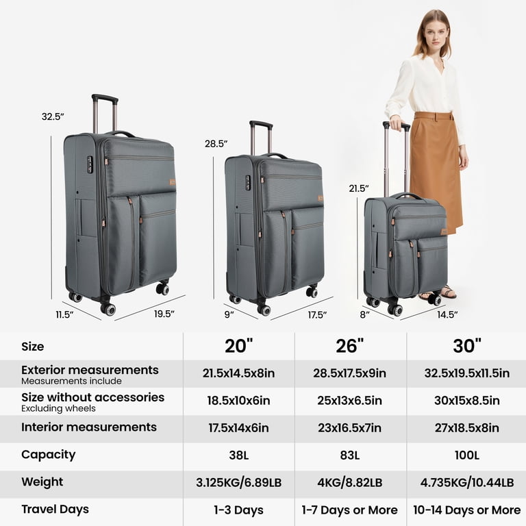 New York Xpress 3 Piece Softside Luggage Set,Lightweight