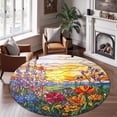 thumbnail image 2 of Circle Area Rug, Wildflowers2 Washable Non-Slip Floor Carpet, Soft Rug for Living Room Bedroom Decor 71 Inch, 2 of 6