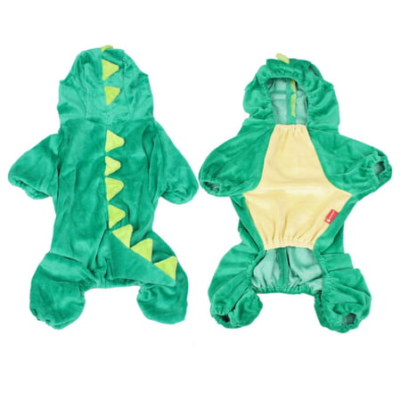 Costume Party Plush Green Dinosaur Design Yorkie Dog Jumpsuit Apparel