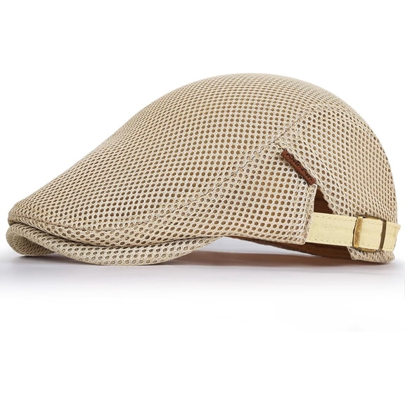 Men's Mesh Flat Cap,Breathable Mesh Summer Hat,Adjustable Beret Ivy Caps Newsboy Hat for Cabbie Driving Fishing