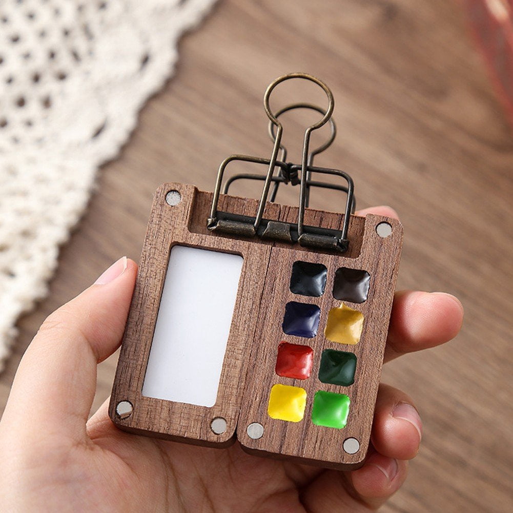 Portable Travel Watercolor Set, Mini Watercolour Paint Set Pocket Paint Sketchbook Box for Outing Art Supplies