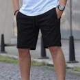 thumbnail image 4 of Besolor Men Running Shorts Casual Loose Drawstring Elastic Waist Wide Leg Summer Workout Short Pants with Zipper Pockets(Medium,Black), 4 of 5