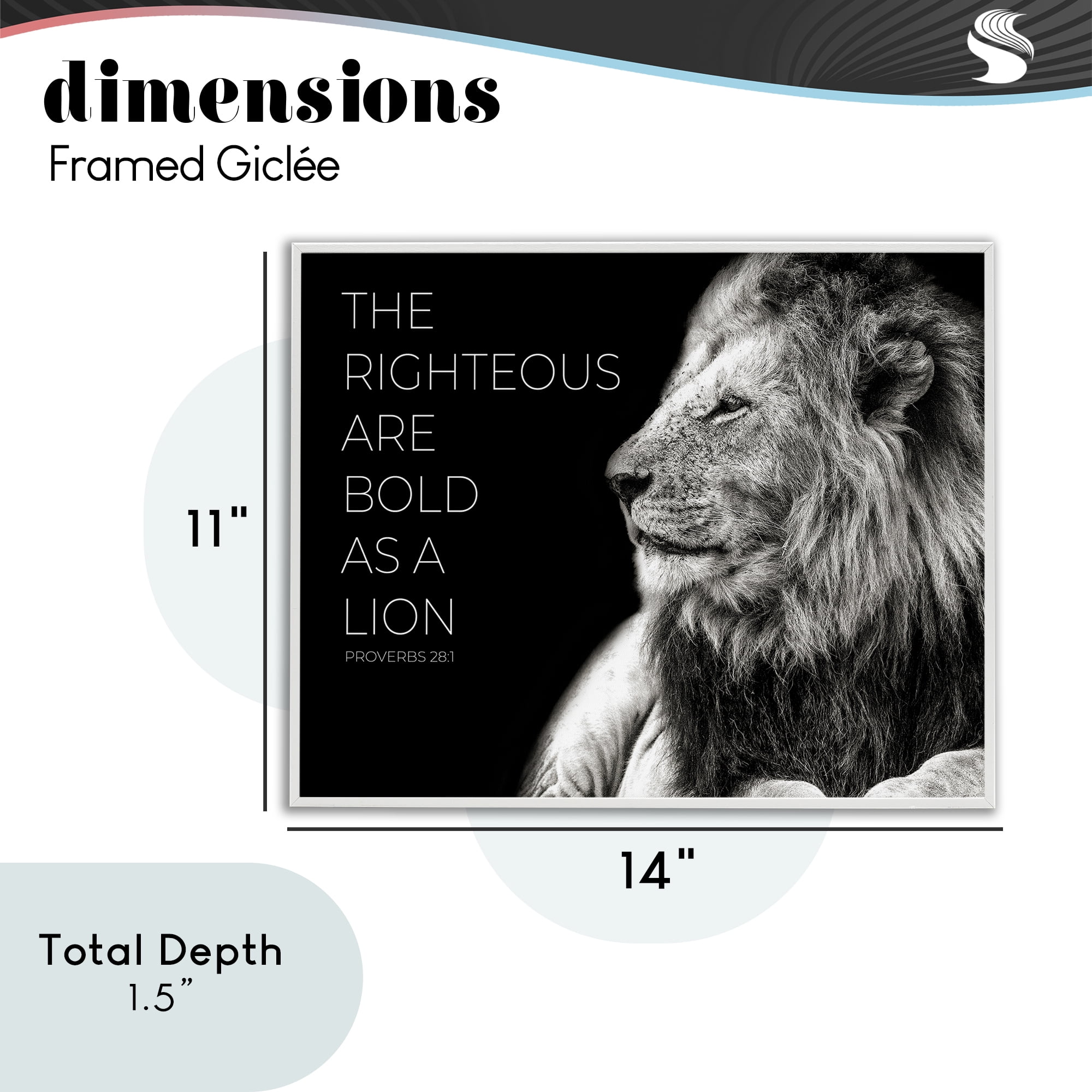 Stupell Industries The Righteous Bold As A Lion White Framed Giclee Art, design by Shelley Lake