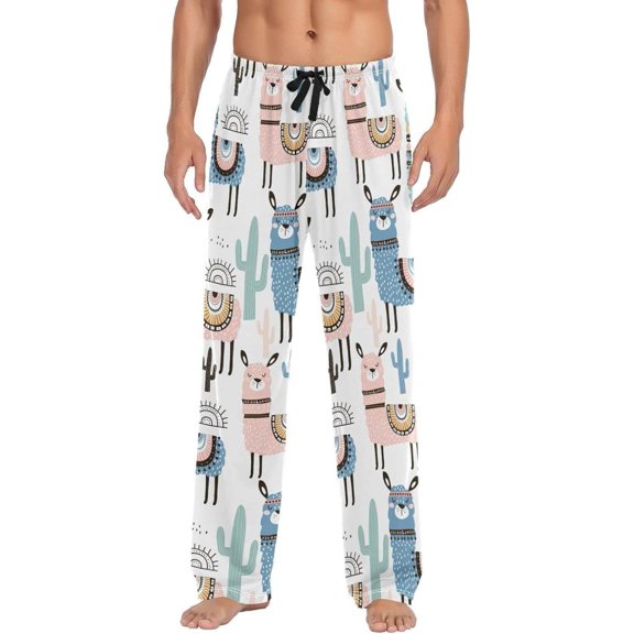 GZHJMY Alpaca Pajama Pants for Men, Lounge Pants Lightweight Men Pajama Bottoms with Drawstring Pockets, Christmas New Year Birthday Gifts, Large