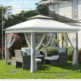 thumbnail image 2 of Garvee 10.82 x 10.82' Outdoor Pop up Gazebo Tent, Adjustable Height with Mosquito Netting, Gray, 2 of 9