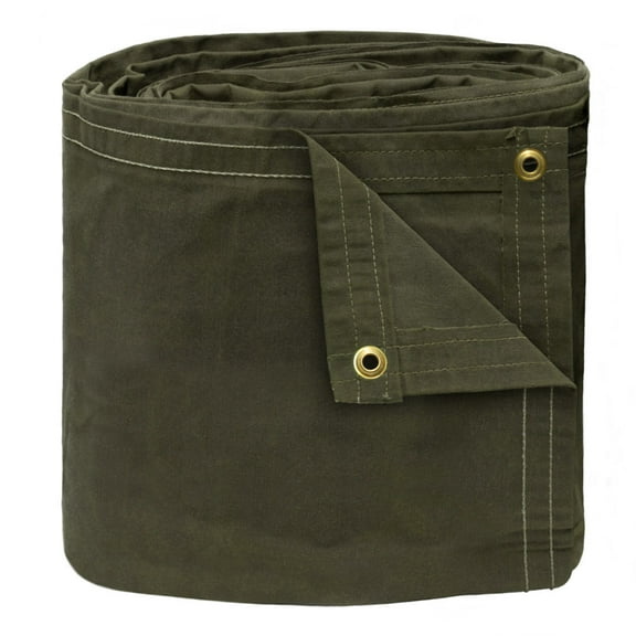 21oz Extreme Heavy Duty Canvas Tarp with Rustproof Brass Grommets, Water/Tear/UV Resistant Tarpaulin Cover, Multipurpose Drop Cloth for Camping, Boat, Roof & Outdoor Use (Olivedrab, 7x9t)