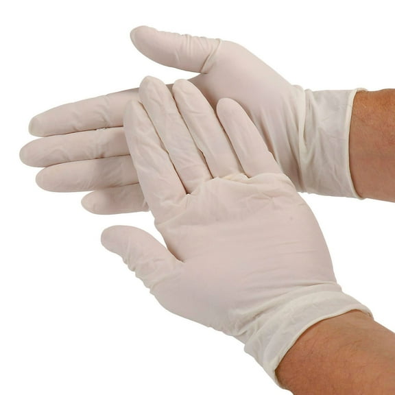Disposable Powdered Latex Gloves, Medium, White, 100/Box