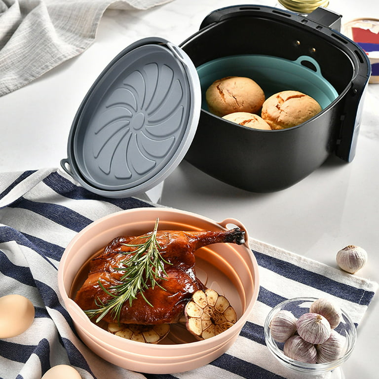 Foldable Silicone Baking Pan Heat-Resistant, Handles, Space-Saving, Round  Frying Pot Pad Pan, Kitchen Supply