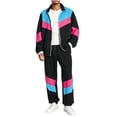thumbnail image 4 of BELTNOV Men's 2 Piece Sets 80s 90s Tracksuit Long Sleeve Jacket with Elastic Waist Pants Set for Daily Wear Black, 4 of 6