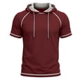 thumbnail image 6 of Uwinwear Men's Activewear T-Shirts Hooded Outdoor Short Sleeve Tops Summer Beach Casual Slim Fit Pullover Breathable Casual Wear,Wine,XXXL, 6 of 6
