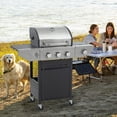 thumbnail image 4 of 3-Burner Propane Gas Grill with Side Burner and Thermometer Heavy Duty Stainless Steel Construction for Outdoor BBQ Camping Tailgate Parties Backyard Gatherings and High BTU Output Quick Ignition, 4 of 27