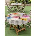 thumbnail image 4 of Outdoor Tablecloth with Umbrella Hole for Patio/Picnic/Party/Camping, Watercolor Colorful Floral Waterproof Table Cloth Round Cover Washable, Spring Summer Flowers (Dia 54"), 4 of 8