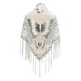 thumbnail image 5 of XISAOK Lace Triangle Scarf Butterfly Embroidered Shawl Wrap Sheer Shawl With Fringe, 5 of 21