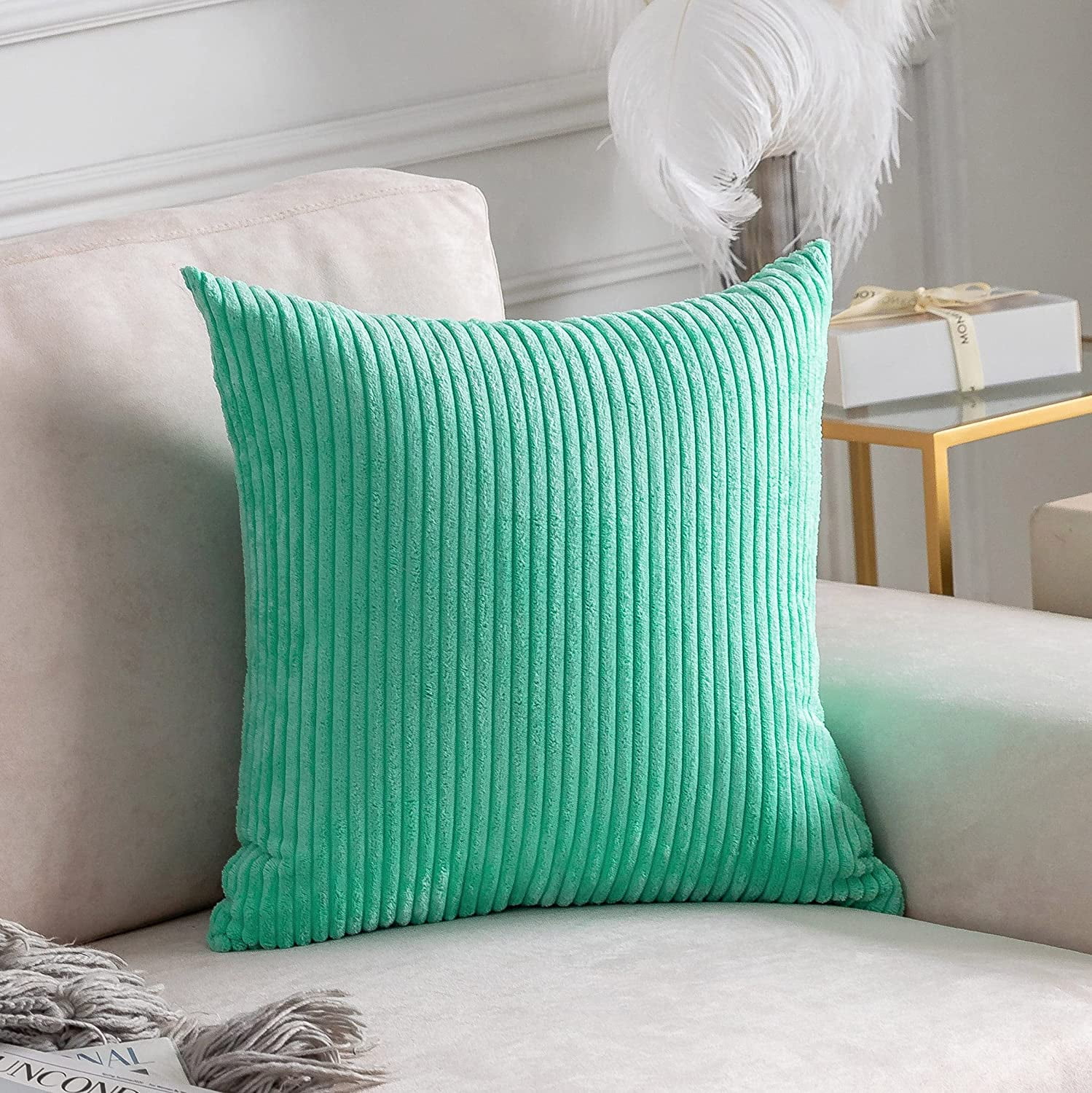 2Pcs Pink Aqua Blue Cushion Cover Bolster Pillow Case Colorful Chain Sofa 12x20" 