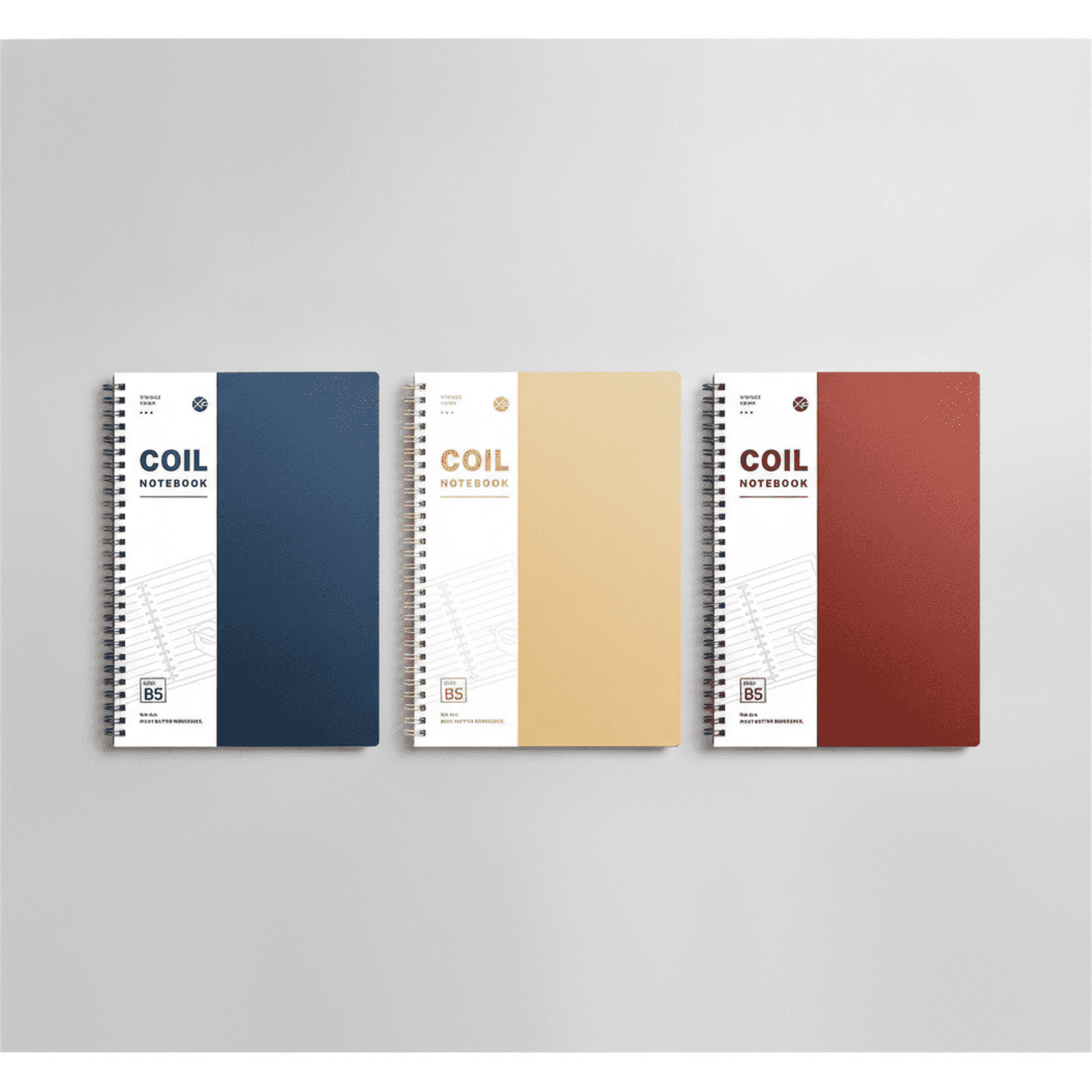 B5 Spiral Notebook 3-Color Pack PP Cover Lined Journal for Office Meeting Notes 25 x 17.8 cm Portable Coil Bound Notebook