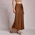 thumbnail image 6 of Gamivast Lace Maxi Skirt for Women High Waisted Smooth Elegant Satin Skirt Side Slit with Sheer Floral Lace Insert Panel Evening Party Cocktail Slip Skirt, 6 of 8