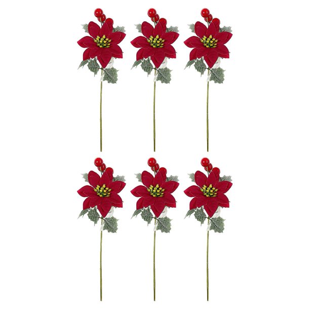 Farfi 6 uds simulación de hojas navideñas sin marchitamiento arreglo Floral simulación de frutos rojos para Navidad