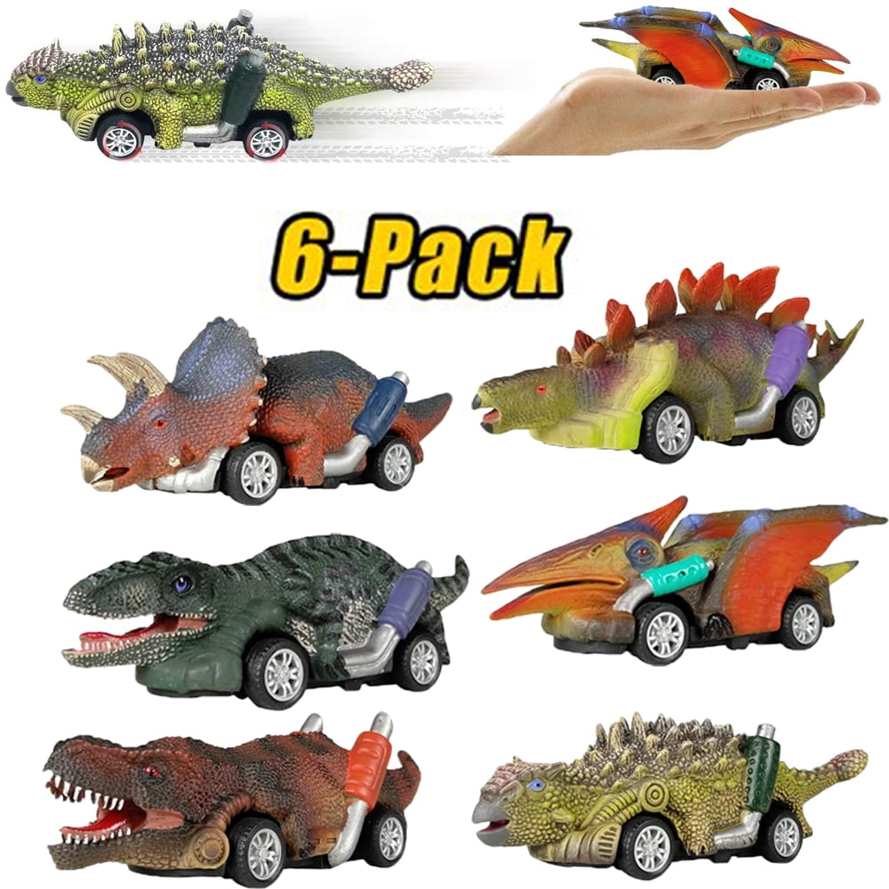 Amerteer Dinosaur Toys for 2-10 Year Old Boys-Toy Cars Kids Boys Toys Age 2  3 4 5 6 +boy Toys Mini Animals Figures for Boys Toddler 6 Pack Pull Back  Cars Dinosaurs