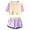 BJUTIR348-Purple, variant on Girls 2 Piece Sets Summer Print Short Sleeve Top And Shorts Set Cute Round Neck Pocket Casual Outfit For Teens And Juniors Adorable Matching Set Size 13-14 Years