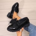 thumbnail image 2 of HomeDM Platform Loafers for Women Slip-On Round Toe Low Chunky Heels Comfort Dress Shoes for Work Office Travel, Black Size 7.5, 2 of 9