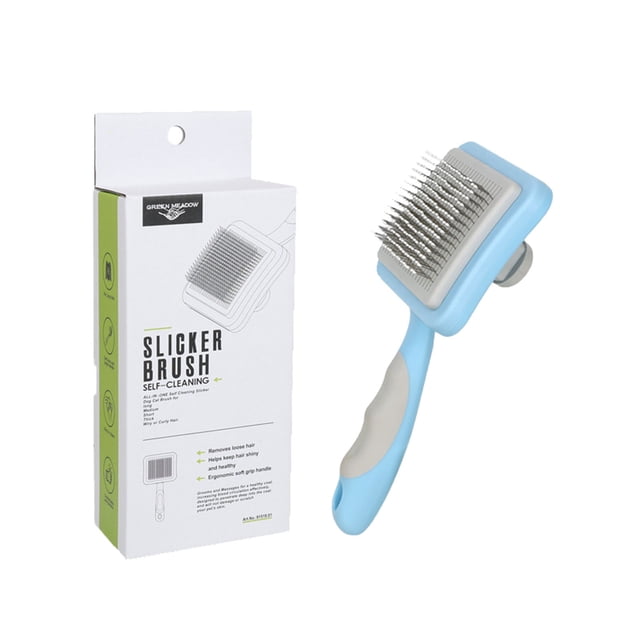 Cepillo para gatos autolimpiable Cepillo para perros respetuoso con la piel para masajear y cepillar gatos de interior Adecuado para pelo largo y corto Fácil de limpiar
