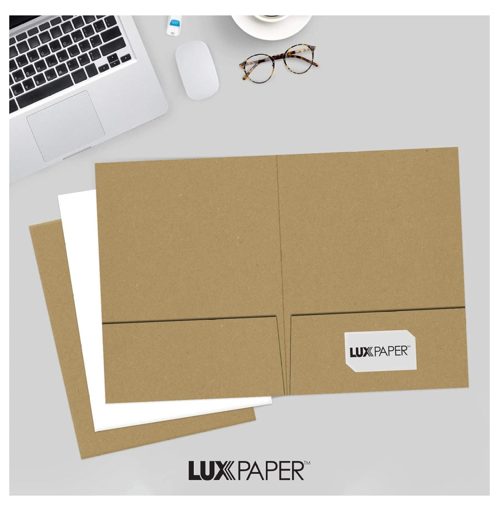 9x12 Presentation Folders - 25 Pack - 18pt Grocery Bag Color - Professional Report, Brochure & Sales Material Folders - Tax Season Organization