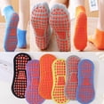 thumbnail image 3 of Xinwanna 1 Pair Unisex Floor Socks Anti-skid Silicone Grip Bottom Solid Color High Elasticity Sweat Absorption Adult Home Yoga Socks Sport Trampoline Socks (Black), 3 of 13