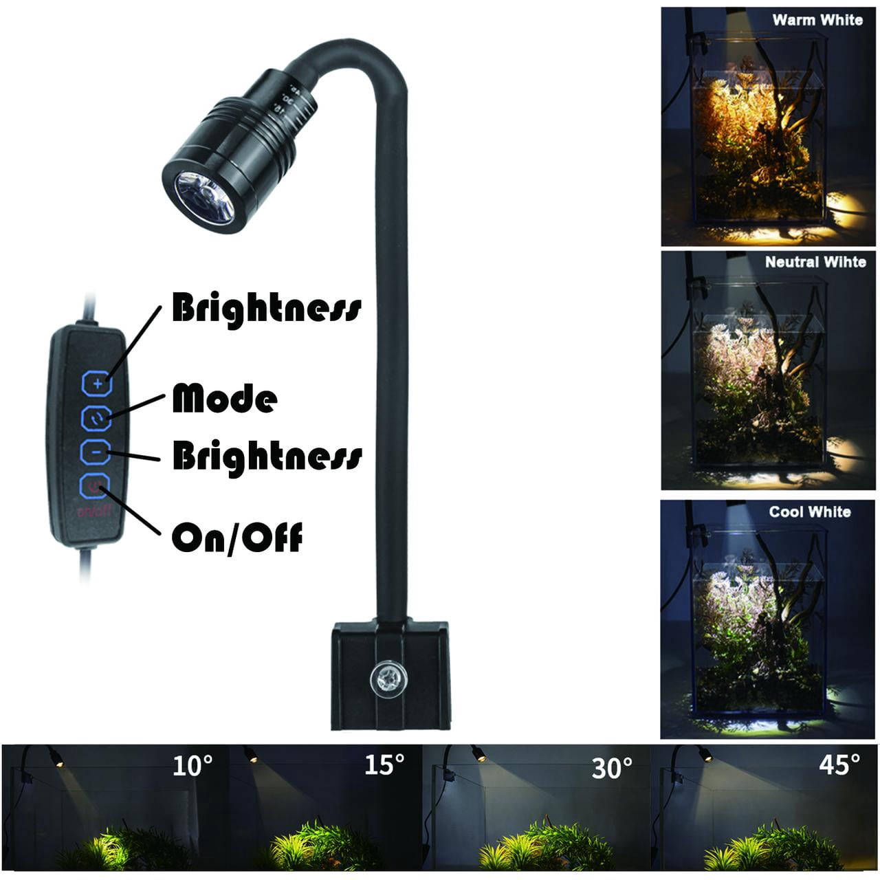 Craftsboys 2.8Gal Glass Aquarium Starter Kit with Filter, Light, Cover,  11.8*7.8*7.1 inch