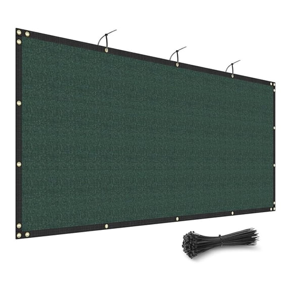 8' x 6' Green Fence Privacy Screen Outdoor Heavy Duty Fencing Mesh Net Outside UV Blockage Windscreen Fabric Shade Cover Tarp for Wall Backyard Patio Garden, Cable Zip Ties Included