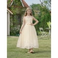 thumbnail image 6 of IDOPIP Flower Girl Lace Tulle Dress for Kids Wedding Bridesmaid Birthday Party Formal Princess Gown 4-5 Years,Beige, 6 of 12